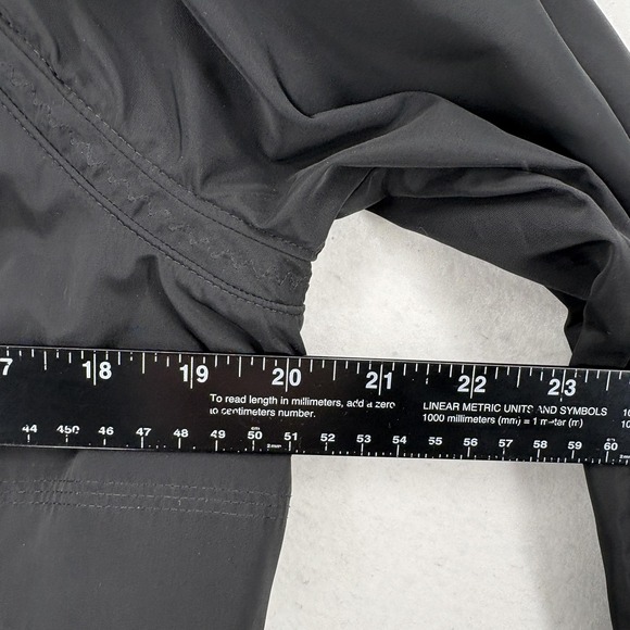 Athleta Endless Rain Jacket Womens Small Black Hooded Long Windbreaker Full Zip - Picture 8 of 15